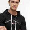 Hilfiger Logo Pique Sleep Hoodie Hilfiger Logo Pique Sleep Hoodie