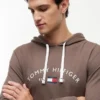Hilfiger Logo Pique Sleep Hoodie Hilfiger Logo Pique Sleep Hoodie