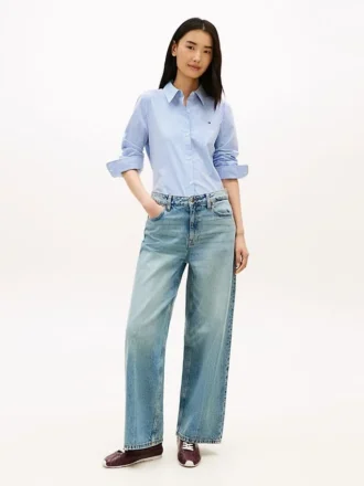 Hoge jeans met wijde pijpen