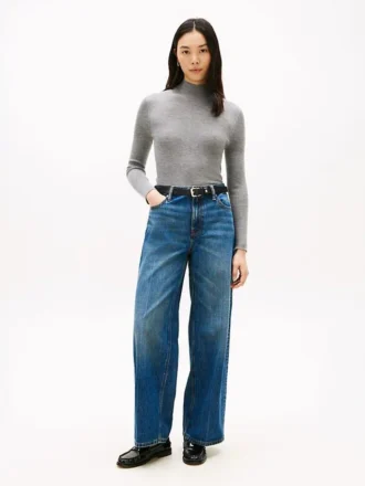Hoge jeans met wijde pijpen