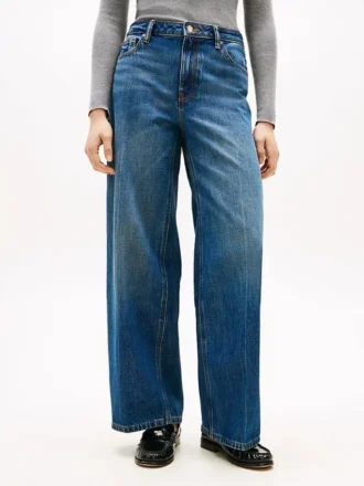 Hoge jeans met wijde pijpen