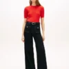 Hoge stretch utility-Jeans met wijde pijpen Hoge stretch utility-Jeans met wijde pijpen