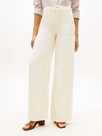 Hoge stretch utility-Jeans met wijde pijpen
