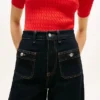 Hoge stretch utility-Jeans met wijde pijpen Hoge stretch utility-Jeans met wijde pijpen