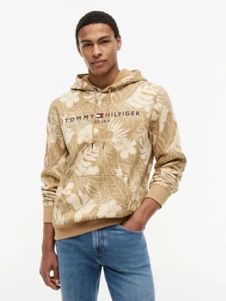 Hoodie met geborstelde binnenkant en tropische print Hoodie met geborstelde binnenkant en tropische print