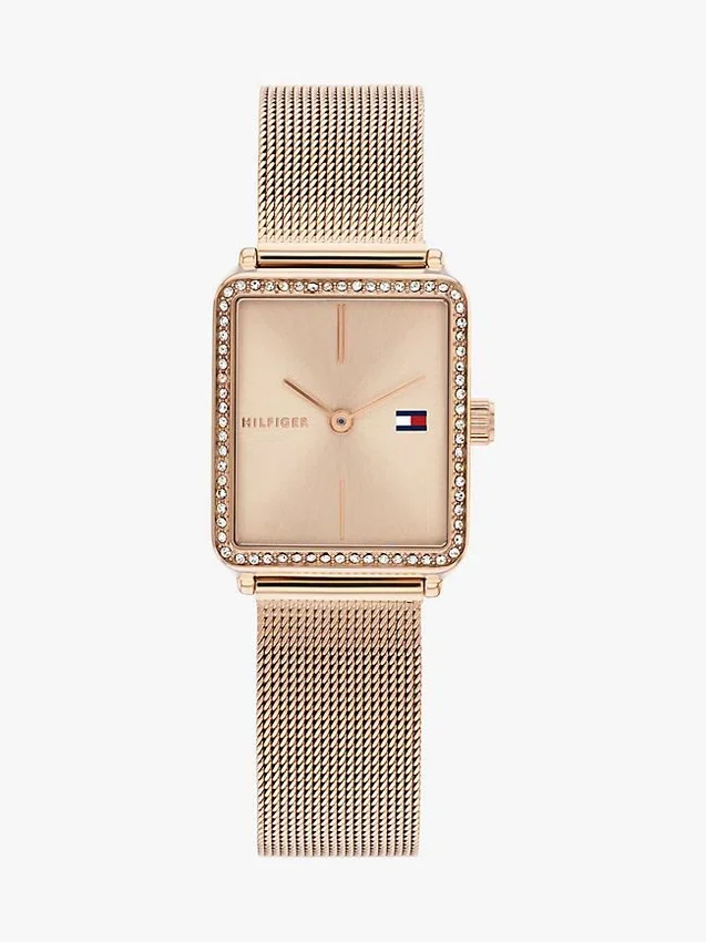 Horloge met vierkante wijzerplaat en kristallen accenten van 21,3 mm Horloge met vierkante wijzerplaat en kristallen accenten van 21,3 mm