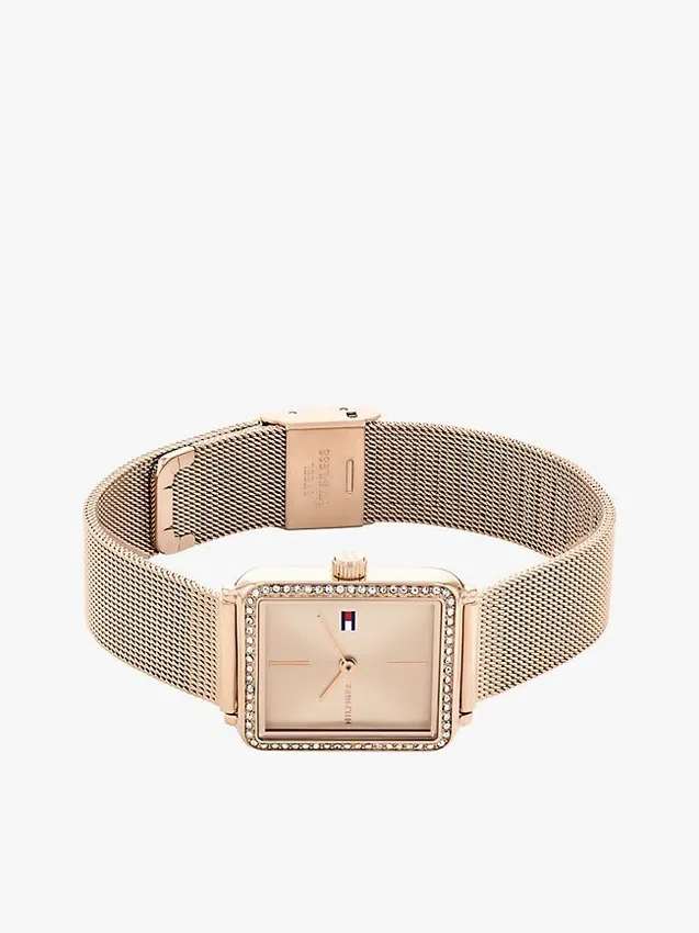 Horloge met vierkante wijzerplaat en kristallen accenten van 21,3 mm Horloge met vierkante wijzerplaat en kristallen accenten van 21,3 mm