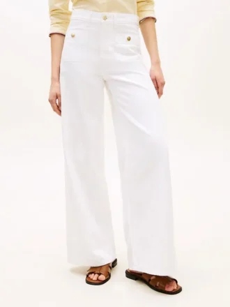 Jeans met ruwe zoom, hoge taille en wijde pijpen Jeans met ruwe zoom, hoge taille en wijde pijpen