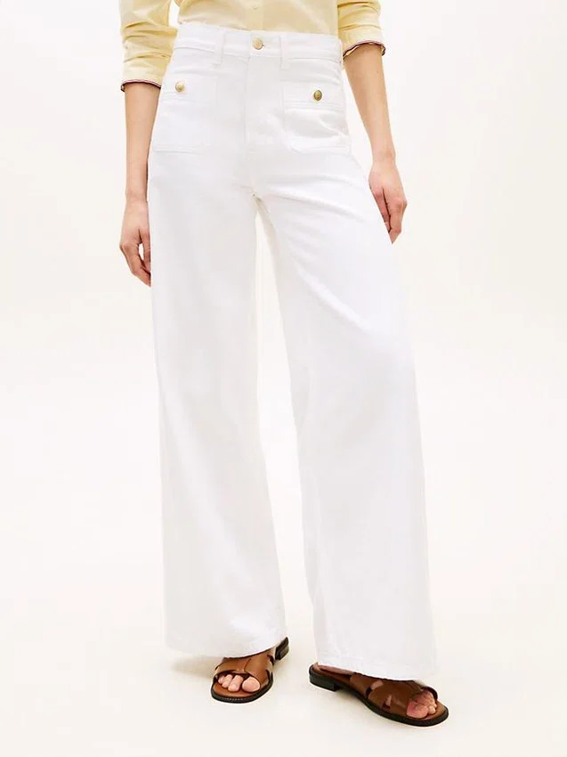 Jeans met ruwe zoom, hoge taille en wijde pijpen Jeans met ruwe zoom, hoge taille en wijde pijpen