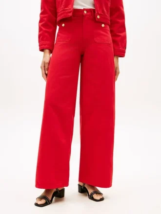 Jeans met ruwe zoom, hoge taille en wijde pijpen