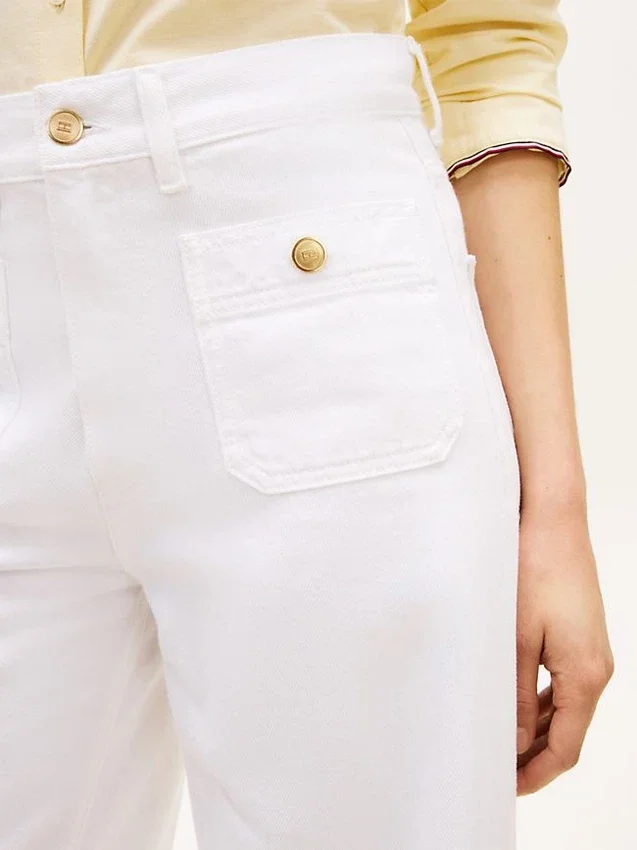 Jeans met ruwe zoom, hoge taille en wijde pijpen Jeans met ruwe zoom, hoge taille en wijde pijpen