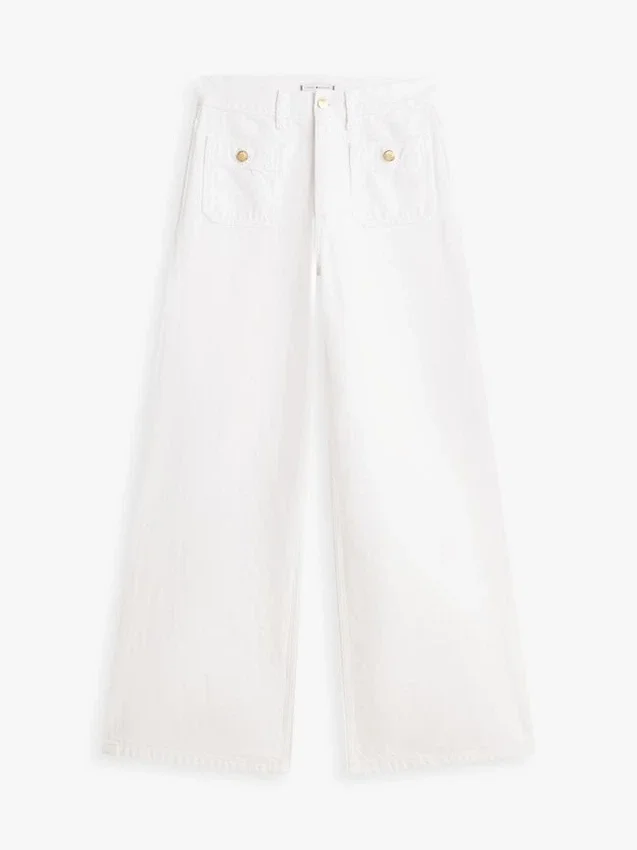Jeans met ruwe zoom, hoge taille en wijde pijpen Jeans met ruwe zoom, hoge taille en wijde pijpen