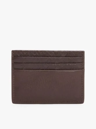 Kaartenhouder van generfd leer met monogram