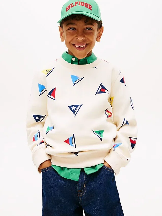Kinder-sweatshirt met all-over zeilvlaggenprint Kinder-sweatshirt met all-over zeilvlaggenprint