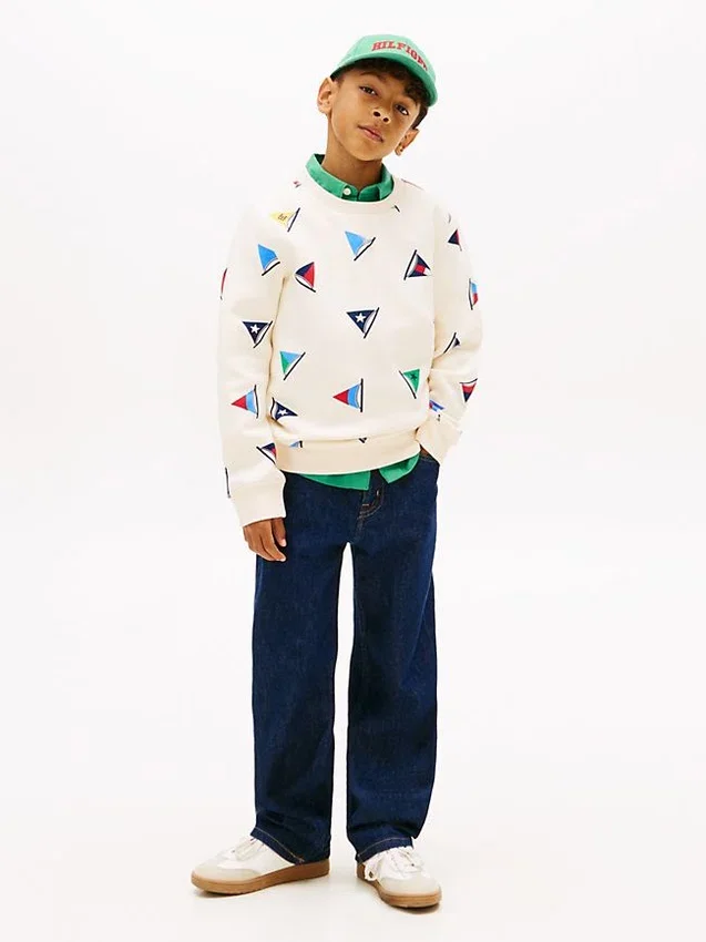 Kinder-sweatshirt met all-over zeilvlaggenprint Kinder-sweatshirt met all-over zeilvlaggenprint
