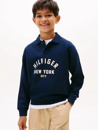 Kinder-sweatshirt met gebogen Hilfiger-print