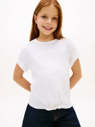 Kinder-T-shirt met Hilfiger-logo en strik aan de voorkant