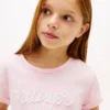 Kinder-T-shirt met Hilfiger-logo en strik aan de voorkant Kinder-T-shirt met Hilfiger-logo en strik aan de voorkant