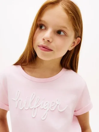 Kinder-T-shirt met Hilfiger-logo en strik aan de voorkant