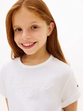 Kinder-T-shirt met Hilfiger-logo en strik aan de voorkant