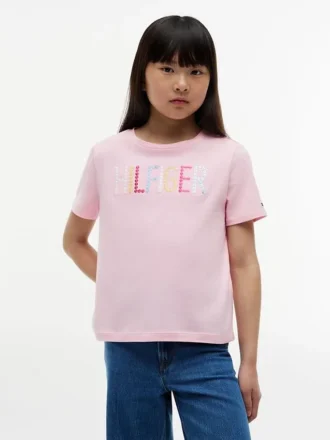 Kinder-T-shirt met pailletten en Hilfiger-logo