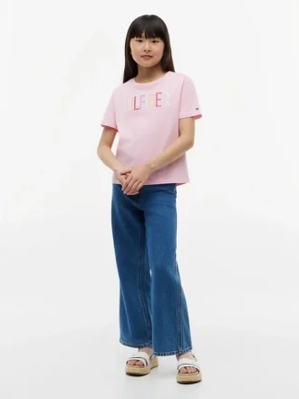Kinder-T-shirt met pailletten en Hilfiger-logo