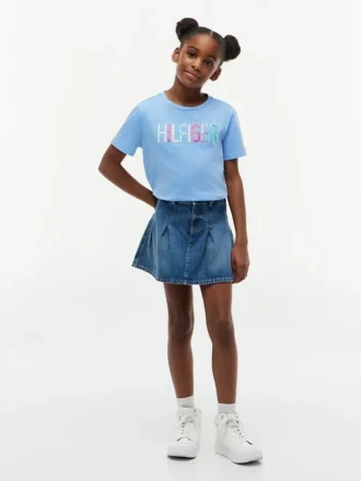 Kinder-T-shirt met pailletten en Hilfiger-logo