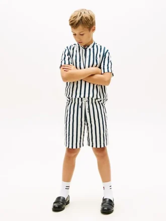 Kinderen’s Relaxed gestreepte linenmix-short