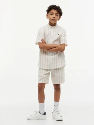 Kinderen’s Relaxed gestreepte linenmix-short