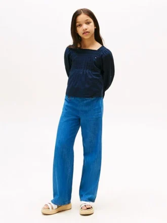 Kinderjeans met wijde pijpen en elastische tailleband