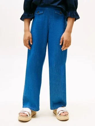 Kinderjeans met wijde pijpen en elastische tailleband
