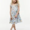 Kinderjurk met bloemenprint en ruches Kinderjurk met bloemenprint en ruches