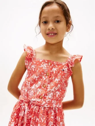 Kinderjurk met bloemenprint en ruches aan de bandjes