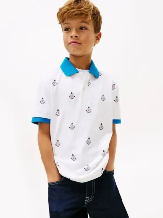 Kinderpolo met all-over nautisch logo
