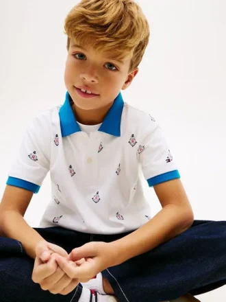 Kinderpolo met all-over nautisch logo