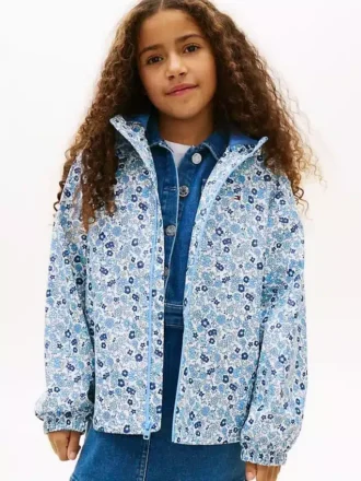 Kinderregenjas met capuchon en bloemenprint Kinderregenjas met capuchon en bloemenprint