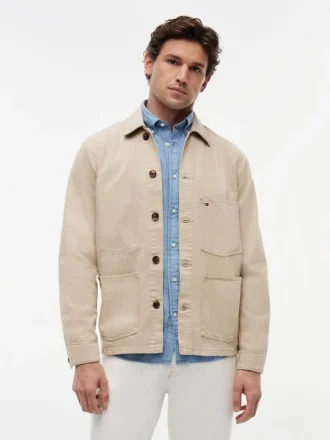 Kledingstukgeverfd denim werkjack