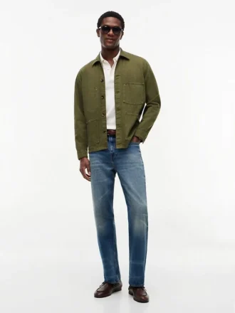 Kledingstukgeverfd denim werkjack