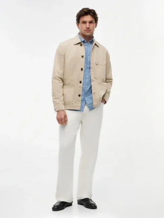 Kledingstukgeverfd denim werkjack