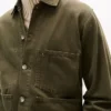 Kledingstukgeverfd denim werkjack Kledingstukgeverfd denim werkjack