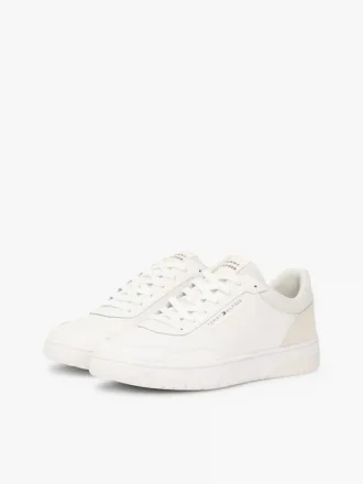 Lage sneaker van leer en suède