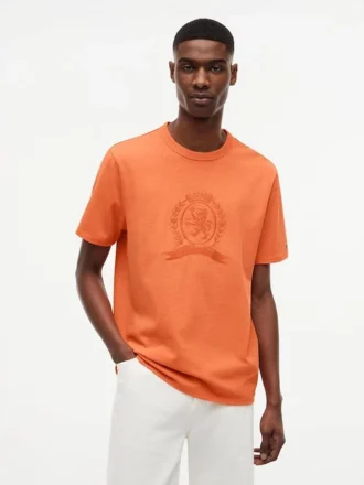 Laurierbladlogo T-shirt, in de massa geverfd Laurierbladlogo T-shirt, in de massa geverfd