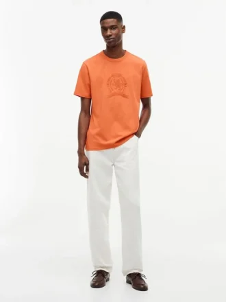 Laurierbladlogo T-shirt, in de massa geverfd Laurierbladlogo T-shirt, in de massa geverfd