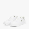 Lederen court sneaker met metallic accenten Lederen court sneaker met metallic accenten