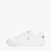 Lederen court sneaker met metallic accenten Lederen court sneaker met metallic accenten