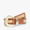 Leren en raffia riem met ronde gesp Leren en raffia riem met ronde gesp