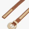 Leren en raffia riem met ronde gesp Leren en raffia riem met ronde gesp