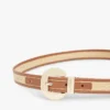 Leren en raffia riem met ronde gesp Leren en raffia riem met ronde gesp
