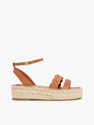 Leren espadrille met gedraaide bandjes