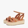 Leren espadrille met gedraaide bandjes